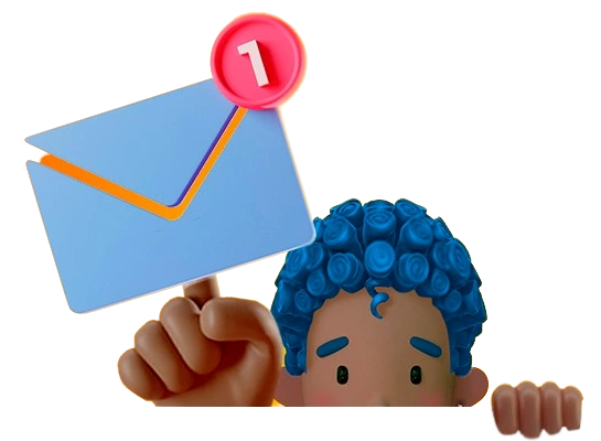 Imagem do Tiê, mascote do RP segurando um envelope com notificação, notificando o contato chegado enviado para o Rede Parcerias 